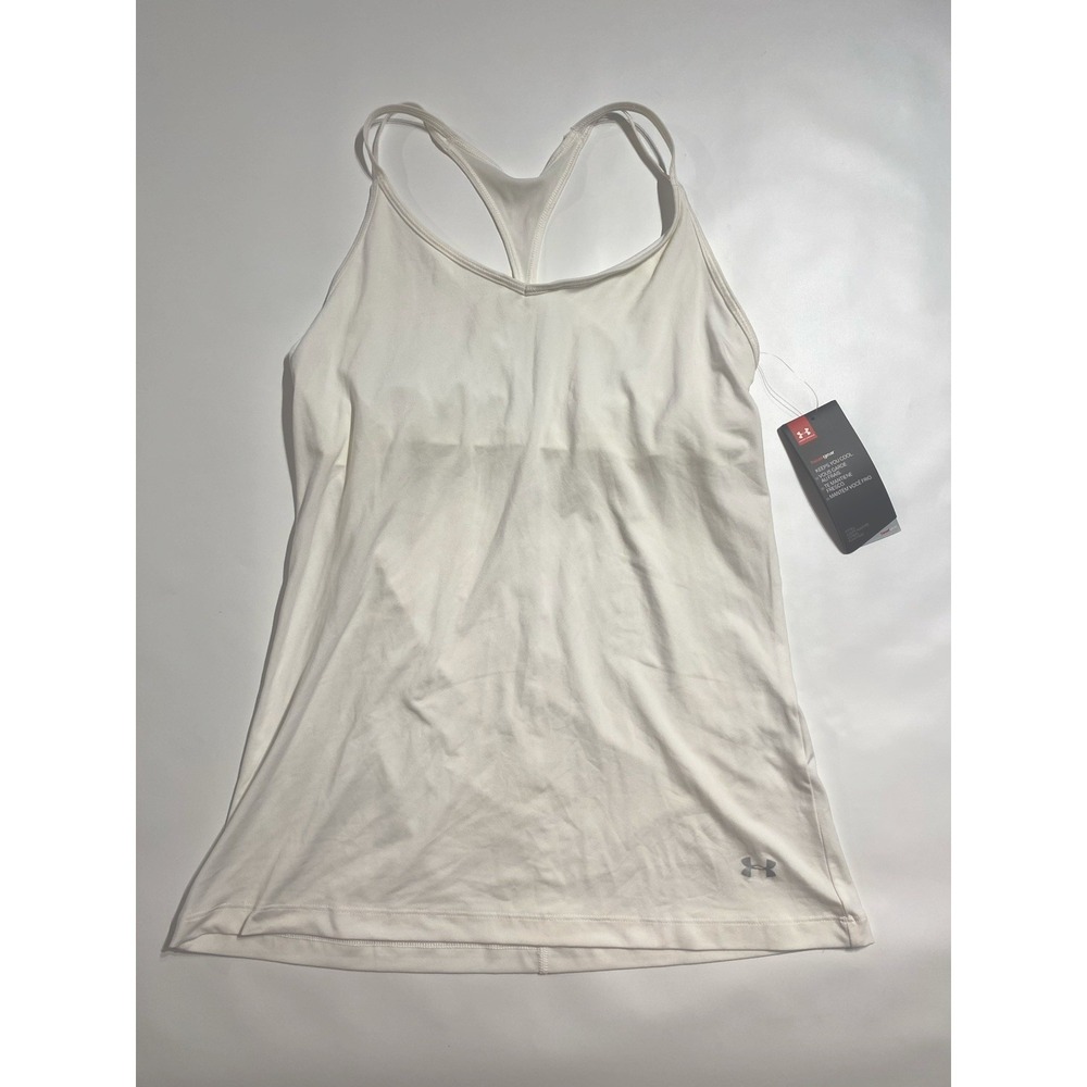 Under Armour HeatGear Moisture Wicking Racerback Tank V-Neck White M 1271634